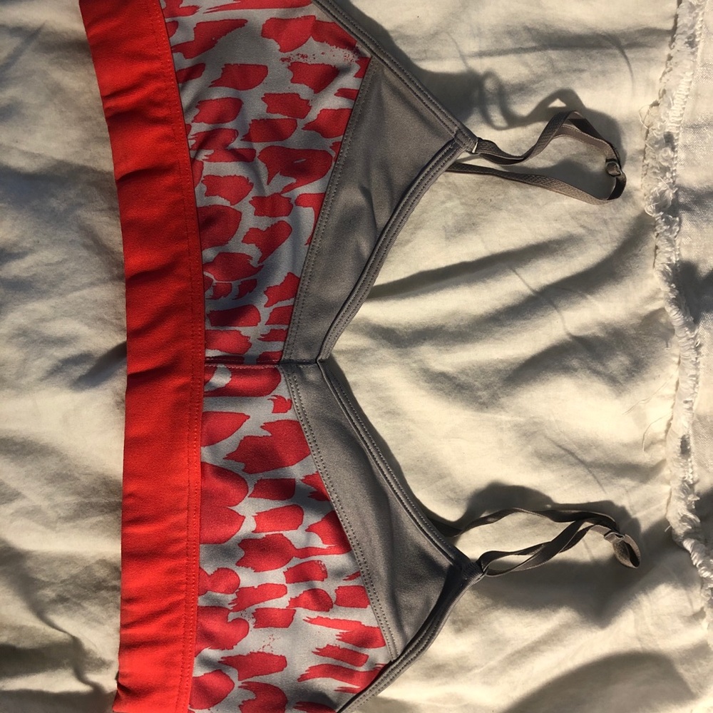 Alo Yoga Sports Bra- gray and neon pink